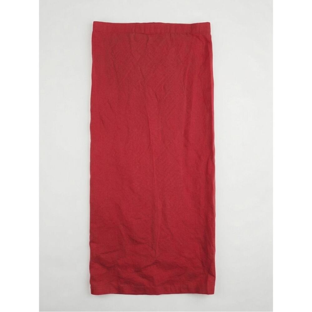 CP Shades M Dark Red Irish Linen Maxi Skirt Lagenlook Boho Casual Coastal